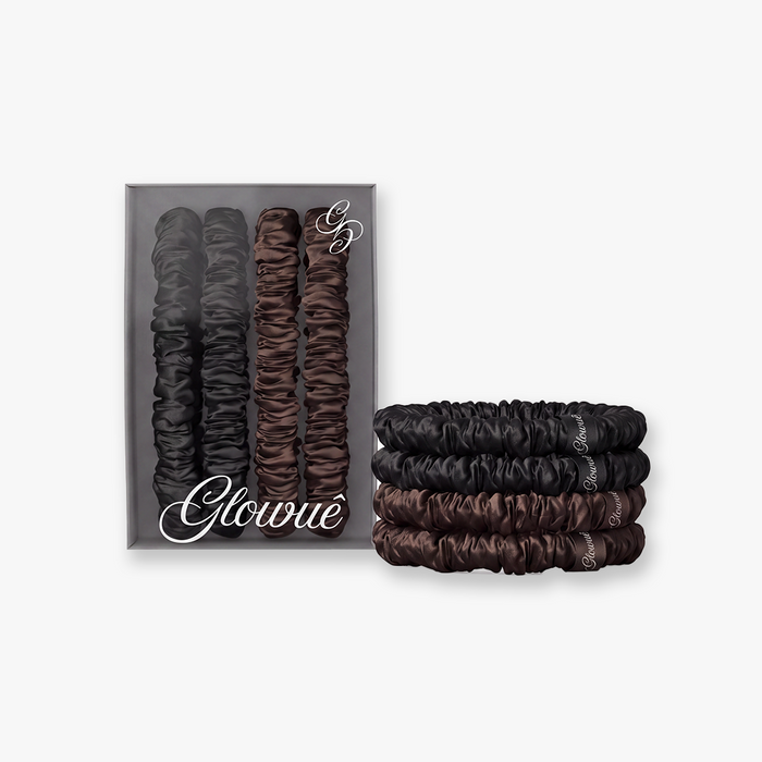 Noir + Chocolate Silk Scrunchies