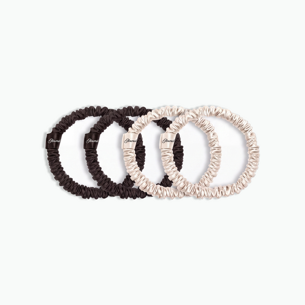 Marshmallow + Chocolate Silk Scrunchies