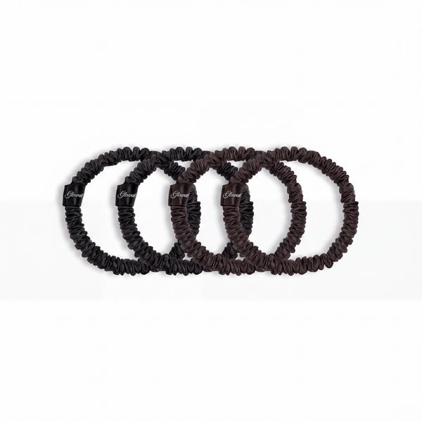 Noir + Chocolate Silk Scrunchies